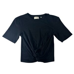 Wilfred Free Black Twist Front Crop Top XS | Pocket Tee Casual Minimalist
